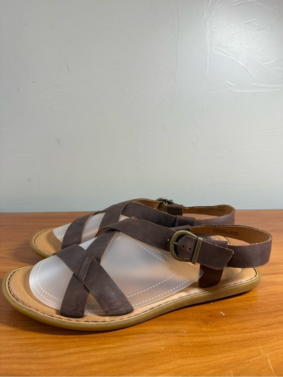 Born Shoes - Born Trinidad Brown Leather Strappy Slingback Sandal Flat Gladiator W10